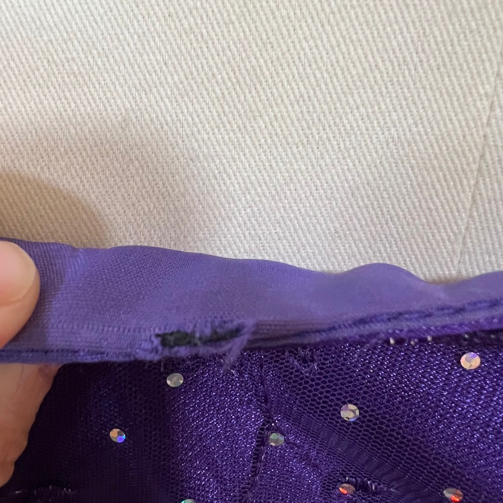 Vintage Jessica McClintock Purple Satin Bubble Dress Gunne Sax Sequin Size 1 - Picture 5 of 11
